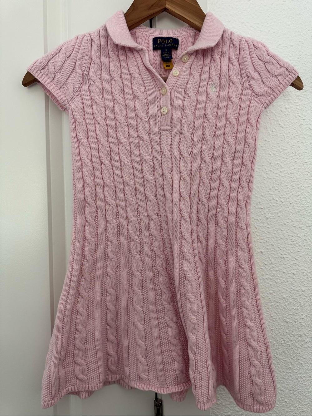 Polo by Ralph Lauren Light Pink Cable-Knit Polo Dress S-5